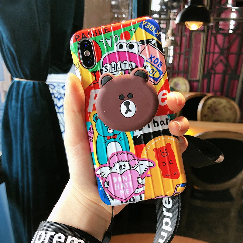 Для iphone XS max милый чехол с граффити для переноски багажа 8plus 8 X XR 6 6s p 7 7P оболочка +