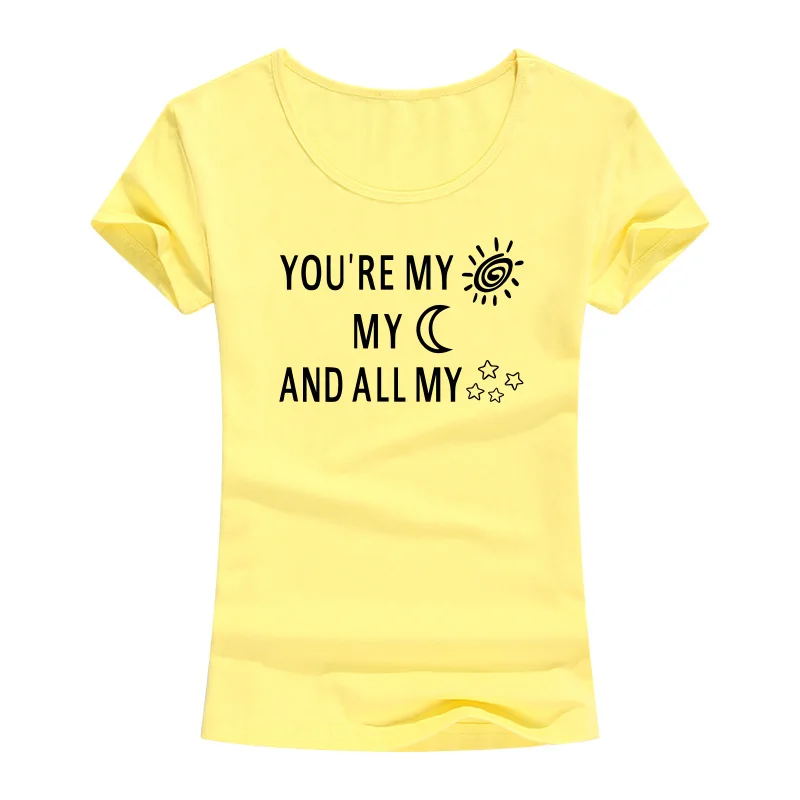 Футболка женская с принтом You Are My Sun Moon And All Stars хлопковая Повседневная смешная