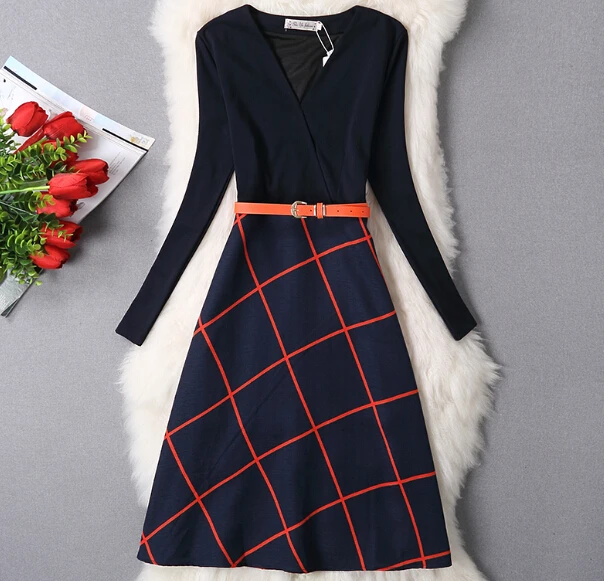 Осень-зима длинное платье миди Для женщин с длинными рукавами шерстяное пальто в