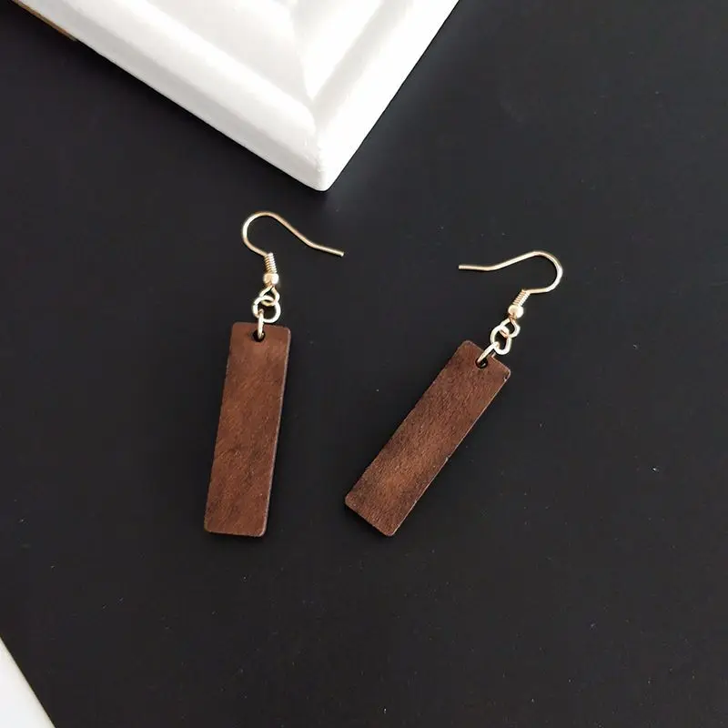 Новые популярные модные длинные массивные серьги DIY Деревянные Геометрические