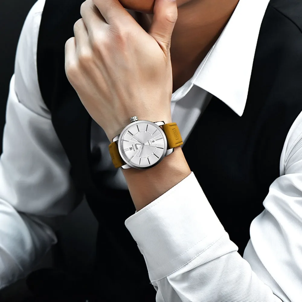 Relogio Masculino BENYAR люксовый бренд аналоговый дисплей Дата Мужские кварцевые часы 30 м водонепроницаемый ремешок из натуральной кожи повседневные часы