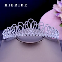 hibride new flower design headband noble cubic zircon crown and tiaras bridal hair accessories for wedding gifts c 50