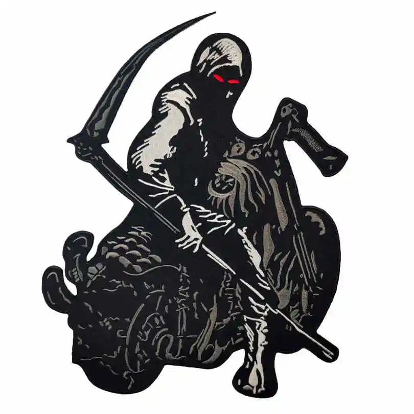 Нашивки Reaper череп смерти Байкер Мотоцикл задний патч свободный всадник куртка значок вышитые большие огромные наклейки для одежды - Цвет: as photo