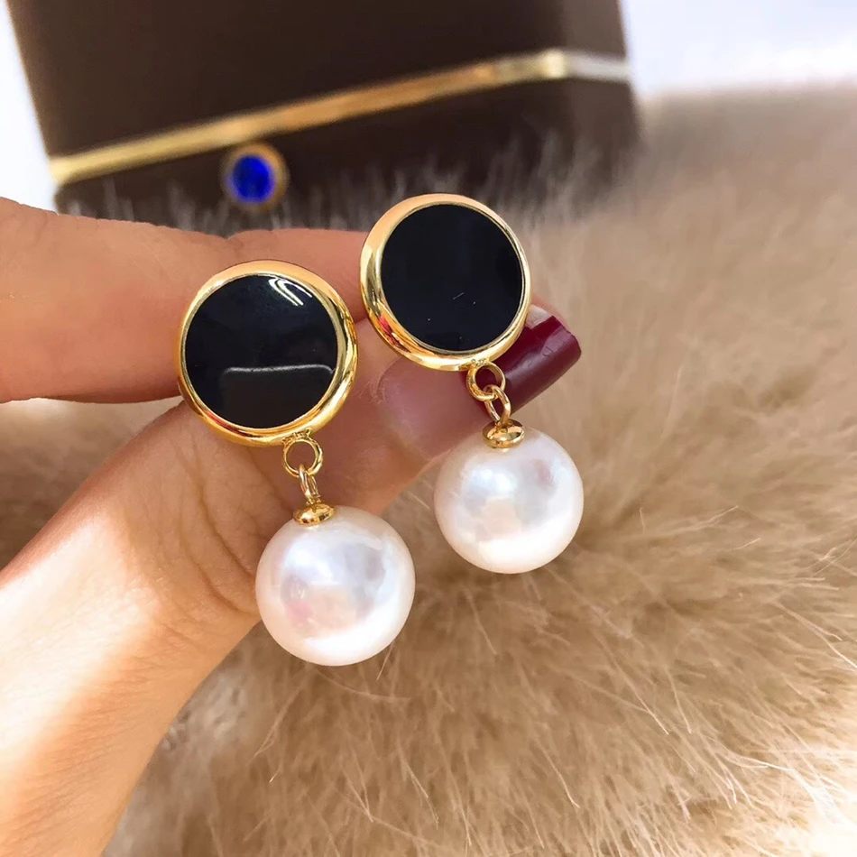 Элегантные и модные серьги с натуральным Эдисоном из бисера 14k золотого цвета