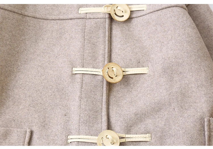 Женское повседневное шерстяное пальто длинное с капюшоном и пряжкой в стиле