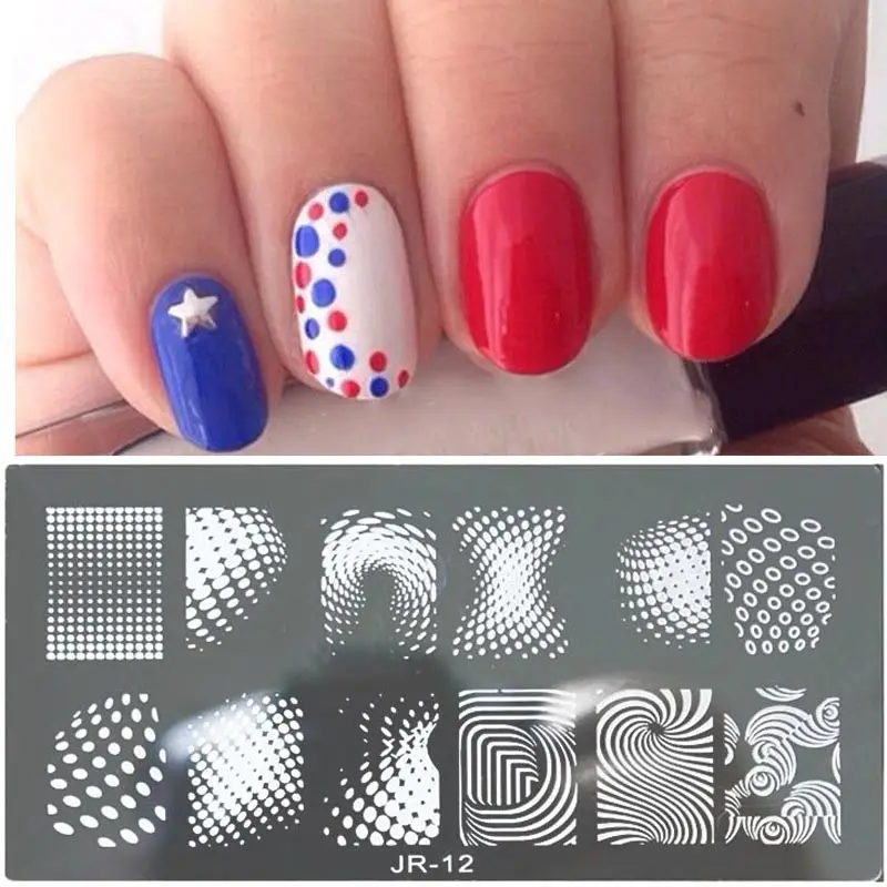 Модный дизайн в полоску художественный штамп с изображением для ногтей