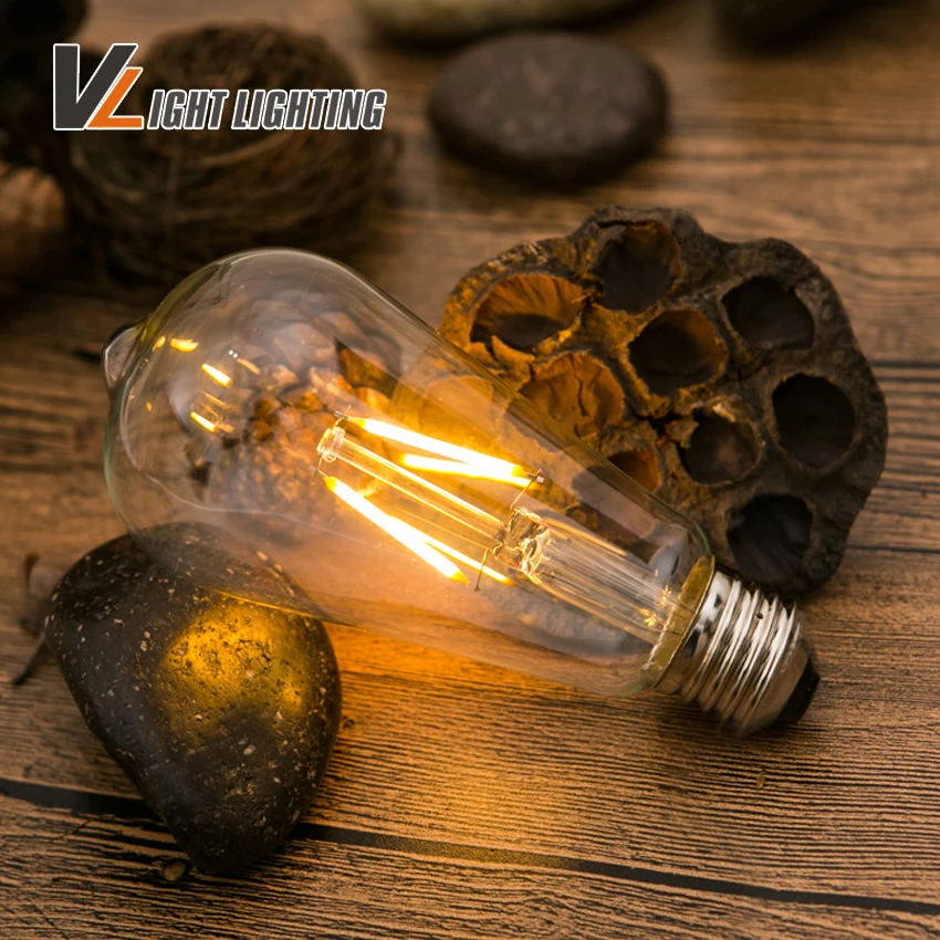 Винтажная Светодиодная лампа накаливания Эдисона ST64 2 Вт 4 6 8 110 В/220 В белая/теплая