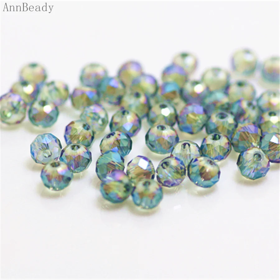 clear green AnnBeady, одноцветные, зеленые, 3*4 мм, 145 шт, Rondelle, австрийские граненые Хрустальные стеклянные бусины, свободные разделительные бусины для изготовления ювелирных изделий - Цвет: clear green