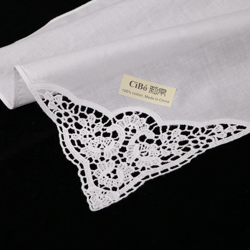 Женский свадебный носовой платок белый кружевной высокого качества из 12