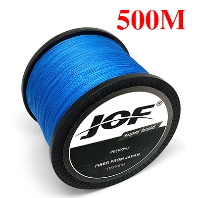 JOF леска 8 нитей 100 м 150 м 300 м 500 м 1000 м синий 22LB-78LB PE плетеная леска для ловли карпа, очень сильный шнур - Цвет: 500M
