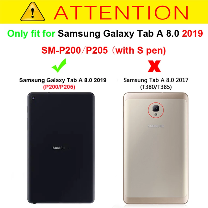 Чехол подставка для планшета Samsung Galaxy Tab A 8 0 P200 P205 яркий с S Pen 2019 дюймов