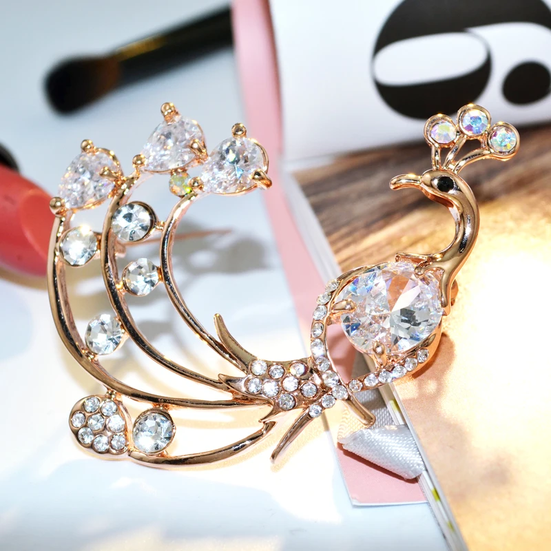 Zhen томоми благородные изысканные пирсинг Яркий Павлин Стразы значок корсаж