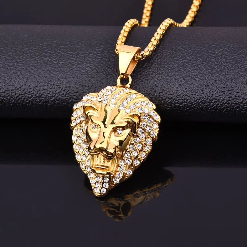 Новинка 2018 мужское ожерелье с кулоном в виде головы льва стиле хип-хоп