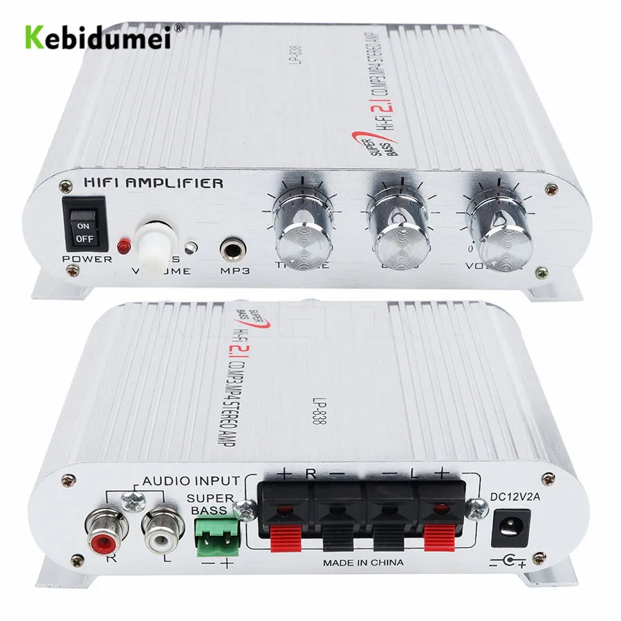 Автомобильный 3 канальный Усилитель Стерео Mega Bass LP 838 12 в 300 Вт Hi Fi Подключение к