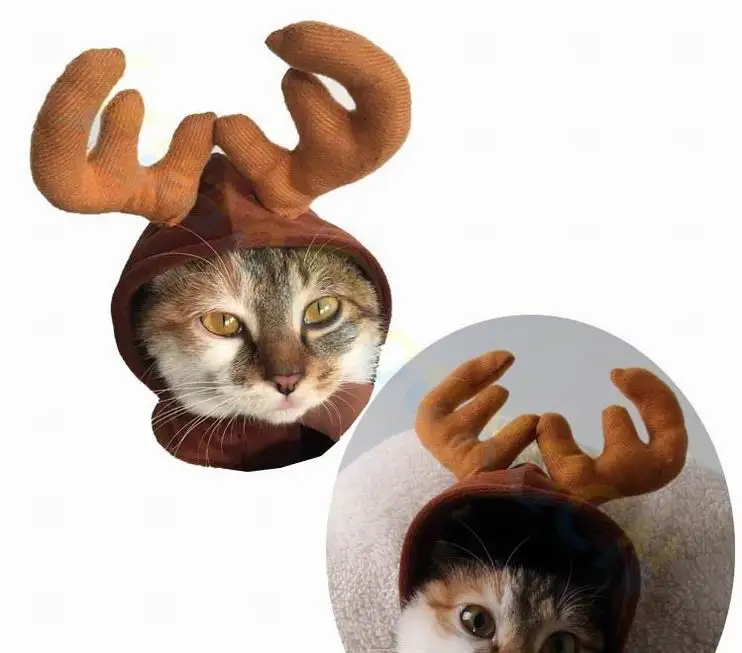 

40pcs cool design cute Xmas elk Christmas party gift puppy costume cap Headdress dog cat Santa Claus hat Ornaments pet