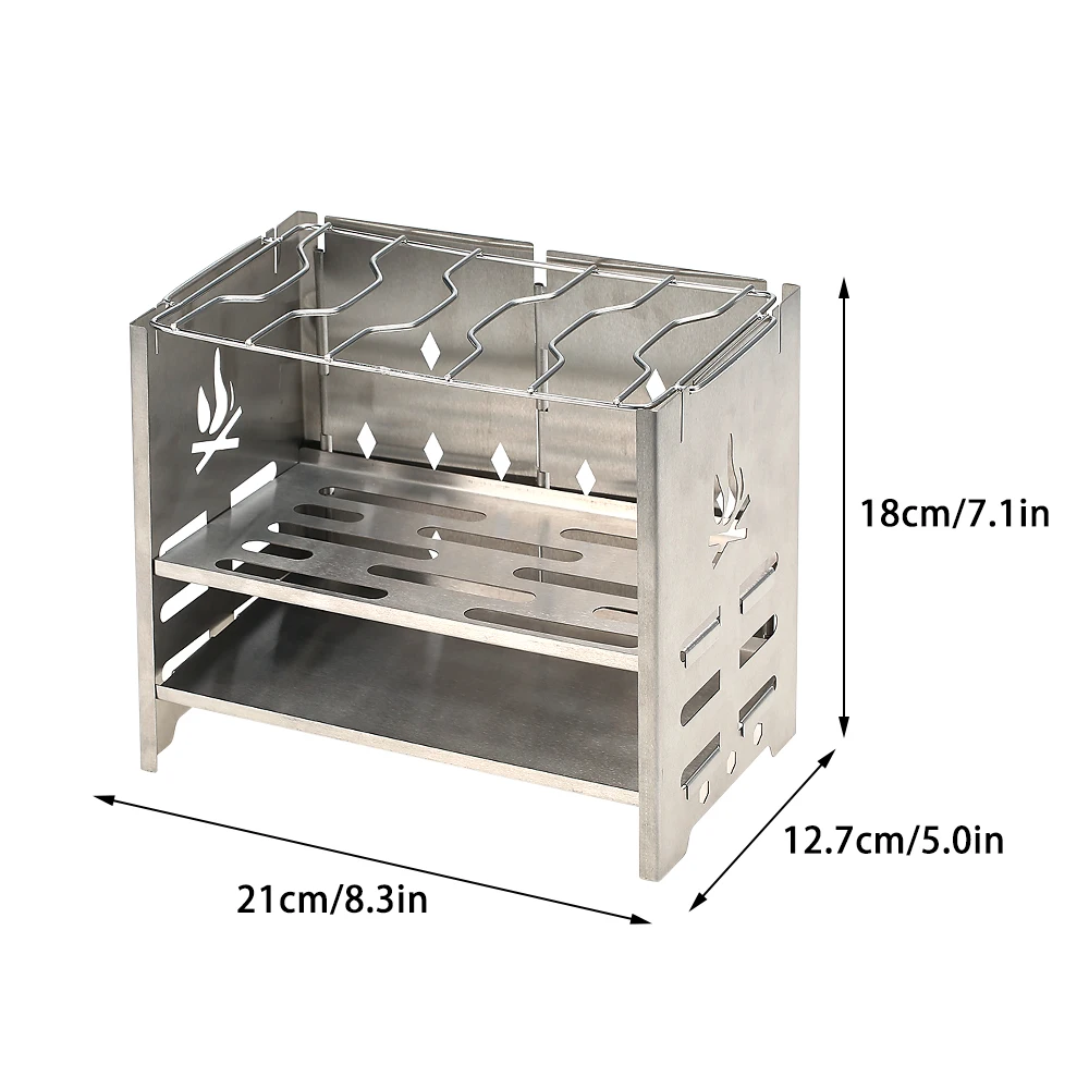 

Folding Camping Stove Portable Stainless Steel Wood Stove Outdoor Burning Camping Stove Picnic Bbq Hiking Traveling Equipment