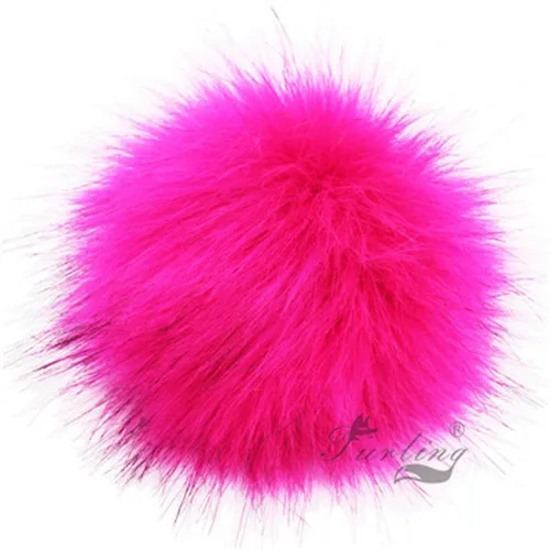 Hot Pink Меховые DIY 1 шт. 10 см/3,9 дюйма искусственные помпоны из лисьего меха для вязания шапок аксессуары цепочки для ключей Аксессуары Шарф помпоны - Цвет: Hot Pink