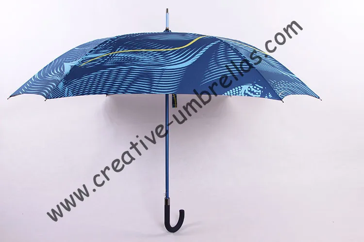 Прямая алюминиевая квадратная зонтичная. 14 мм синяя рукоятка и Стекловолоконные