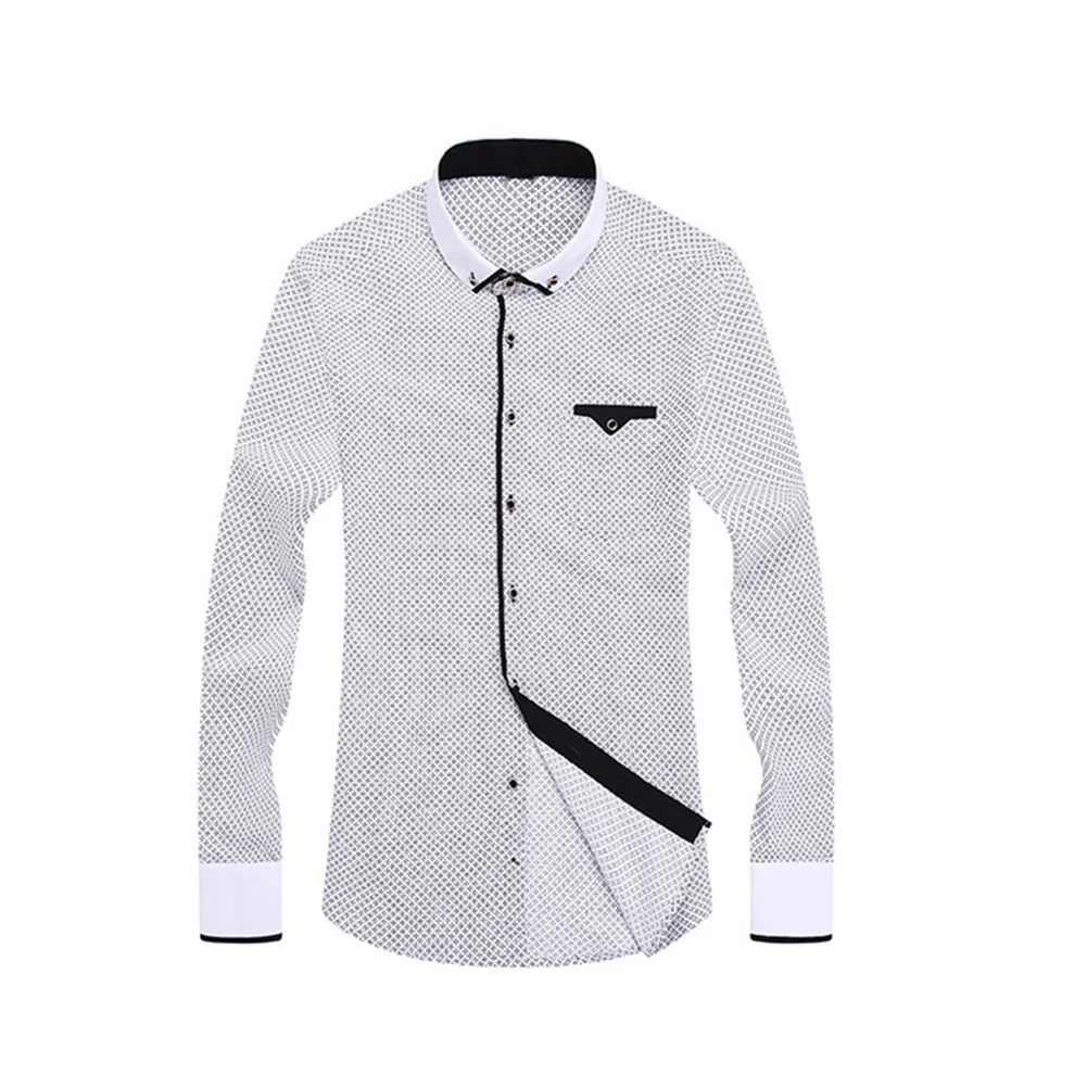 

2020 Business Men Plus Size Buttons Turn Down Collar Long Sleeve Shirt Slim Fits Top Social Business Formal Shirt
