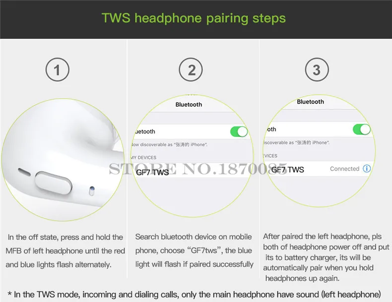 Dacom GF7TWS черные Bluetooth наушники Tws True Wiress спортивные моно наушники или стерео синий зуб гарнитура для смартфонов