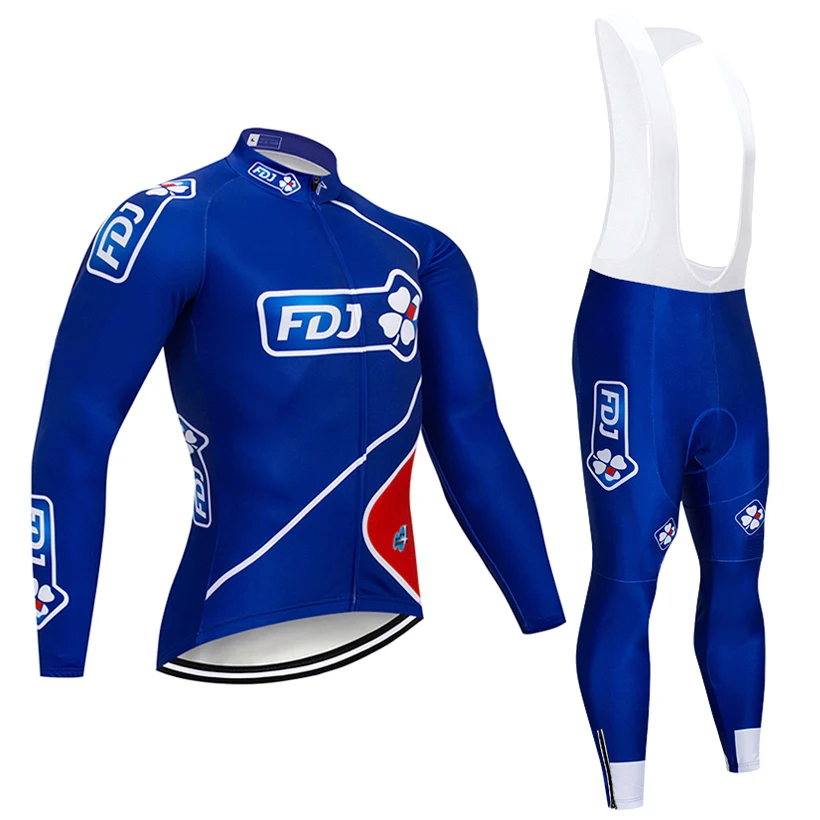 Новинка велосипедная команда FDJ с длинным рукавом Джерси 12D велосипедные брюки