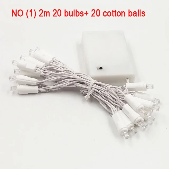 NO5 2m 20 balls 20 Вт, 30 Вт/35/40/50/80 лаванды ватные шарики светодиодный светящиеся гирлянды Рождественский праздник Свадебные гирлянды люсис привело - Испускаемый цвет: NO5 2m 20 balls