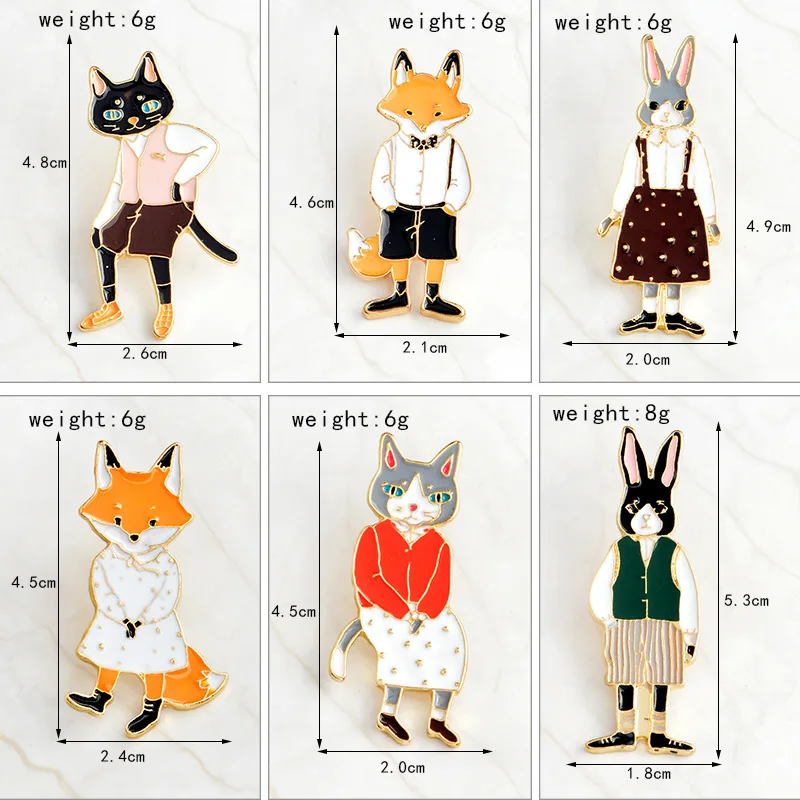 2018 creative brooches Cat Rabbit Fox lovely animal drop oil Enamel pins Denim Shirt Collar Lapel pin Jewelry gifts for kids | Украшения и