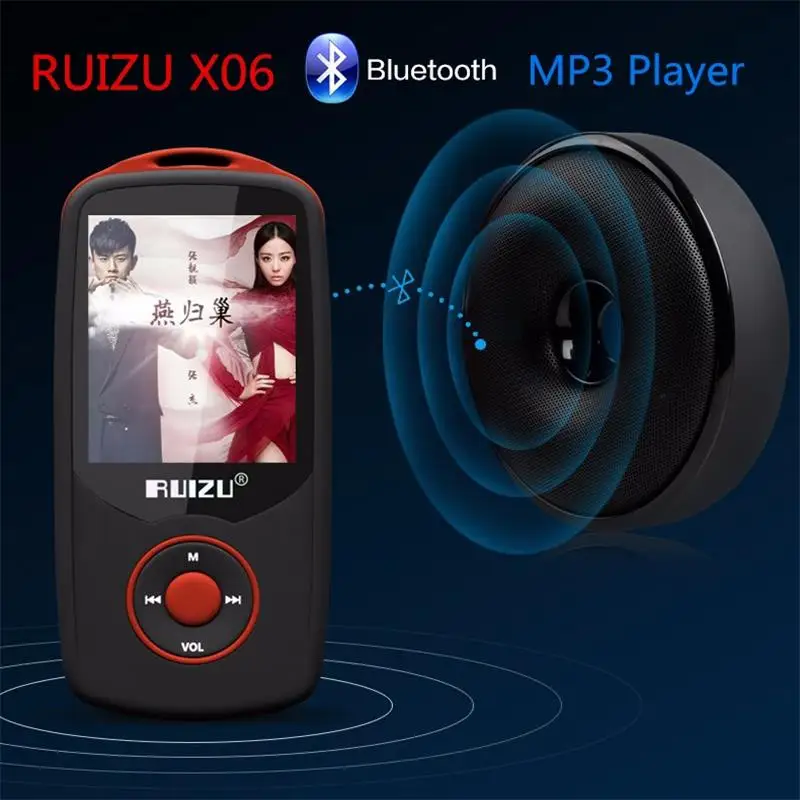 RUIZU X06 Bluetooth MP4 плеер 16 Гб Высокое качество без потерь Звук Музыкальный плеер Walkman с fm-радио MP4 видео плеер