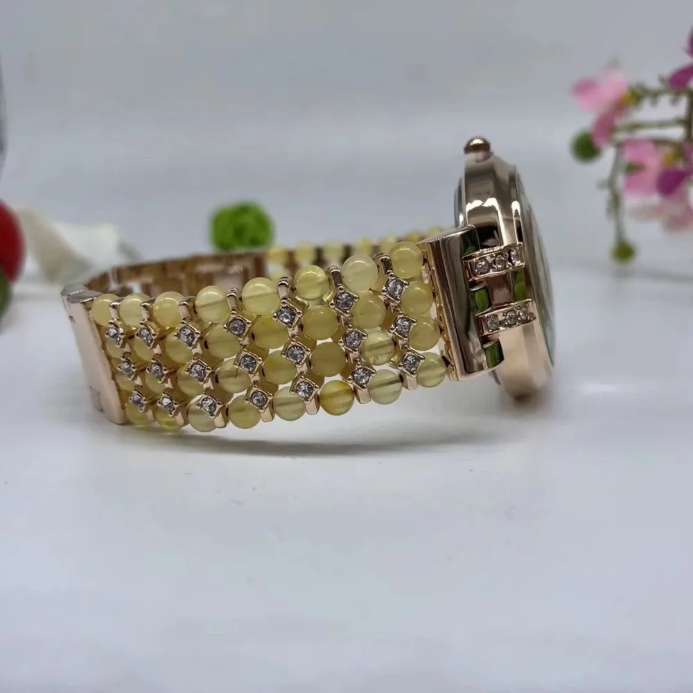 Браслет из бусин натурального янтаря и водонепроницаемые часы ювелирные изделия