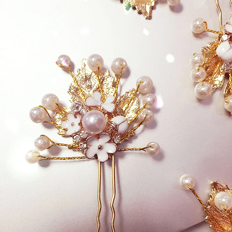 Новинка шпилька для волос из сплава металлов гладкая эмалированная белая