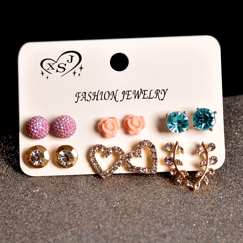 Женские вечерние серьги-сердечки сережки смешанного типа 6 для подарка 2019 |