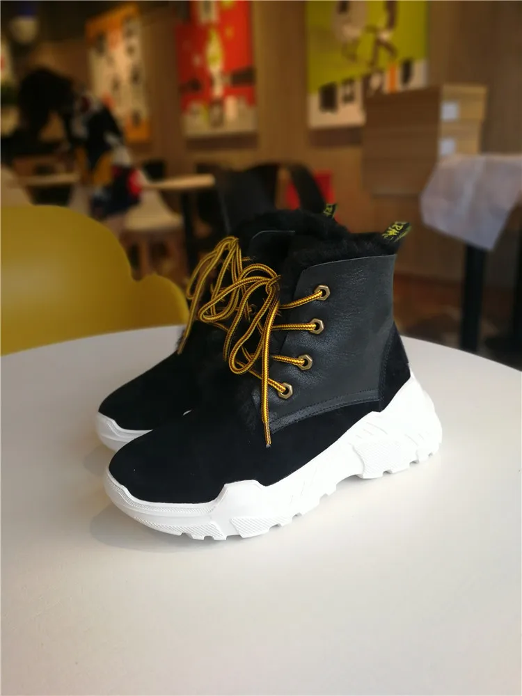 Winter new snow boots Women sheepskin and thick wool Fur warm woman shoes genuine Leather Shearling High quality fashional Boots - Color: picture color
