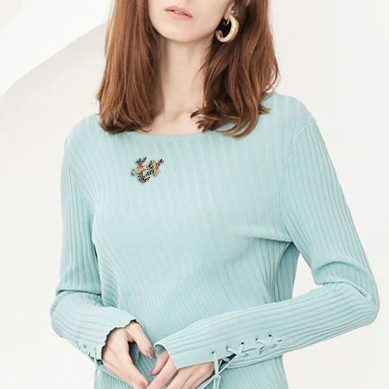 Эмалированная шпилька в виде двух птиц | Украшения и аксессуары