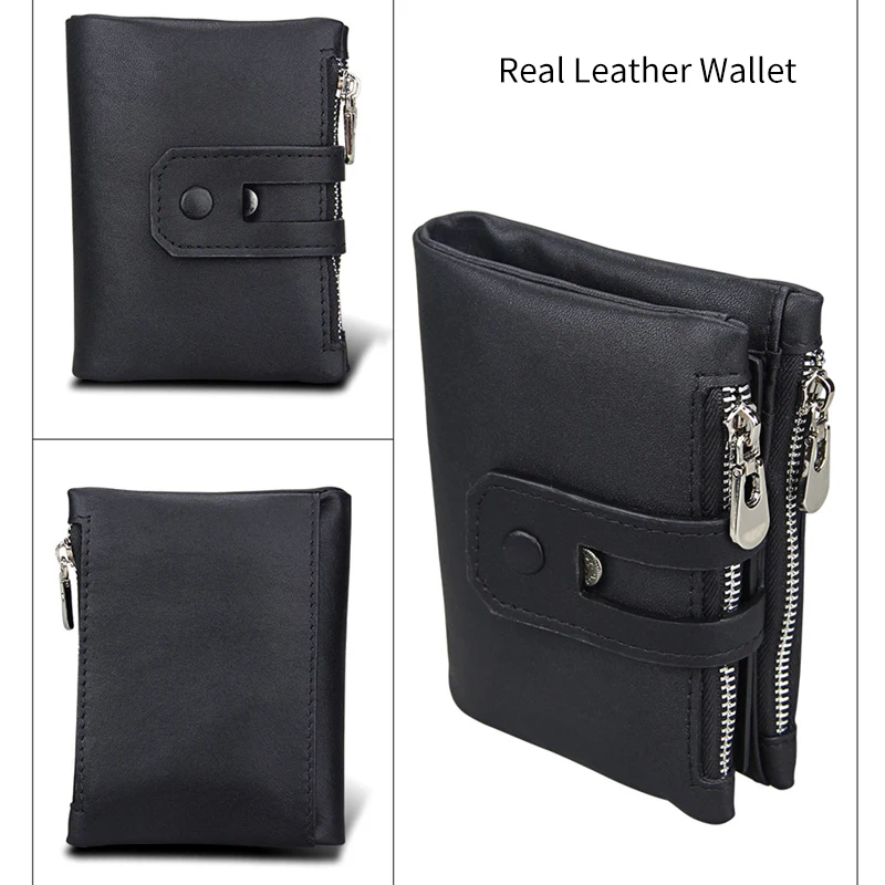 Женский кошелек из натуральной кожи на застежке с двойной молнией Модный женский