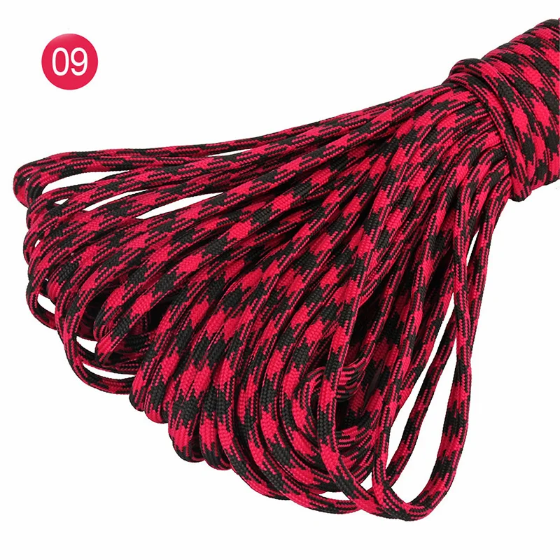 09 27 м 5 мм сплошной парашютный шнур шнурок Веревка 7 Core Strand Paracord для наружного кемпинга палатка скалолазание Пряжка браслет набор для выживания - Цвет: 09
