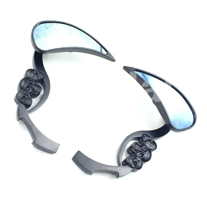 Черные каплевидные зеркала заднего вида с черепом для HARLEY SPORSTER DYNA ROAD GLIDE KING|mirror