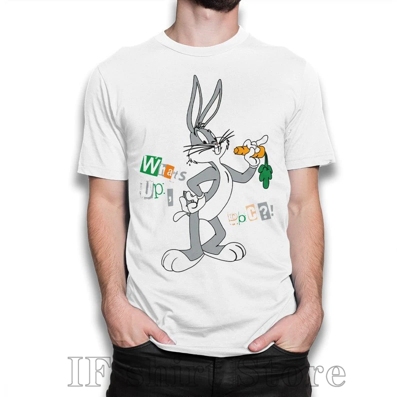 Футболка Bugs Bunny Looney tumes для мужчин и женщин все размеры 100% хлопок забавная Мужская