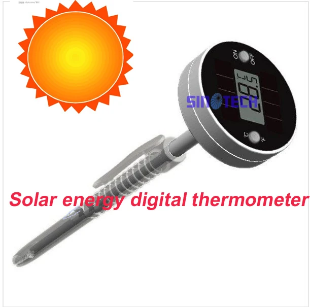 Бесплатная доставка цифровой термометр на солнечной энергии в виде ручки для