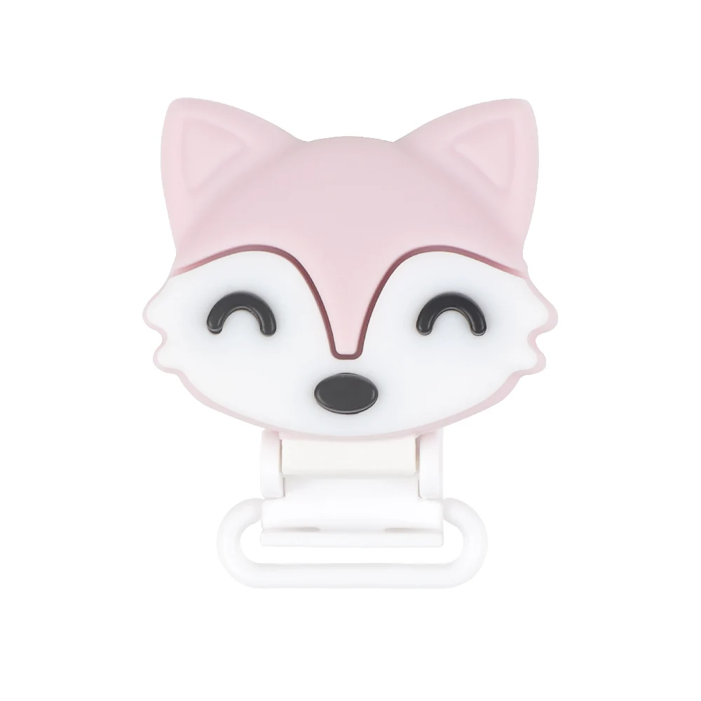 FOX-58 TYRY.HU 1pc fox Pacifier Chain Clip Wooden crochet clip Food Grade Safety Silicone Clip Baby Teether Teething Bead Baby Products - Color: FOX-58