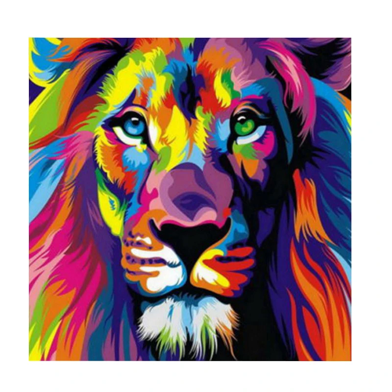 

Full Round 5D DIY Drill Diamond Painting Colorful Lion Pattern Embroidery Cross Stitch Decorative Painting Hobbie Needlework