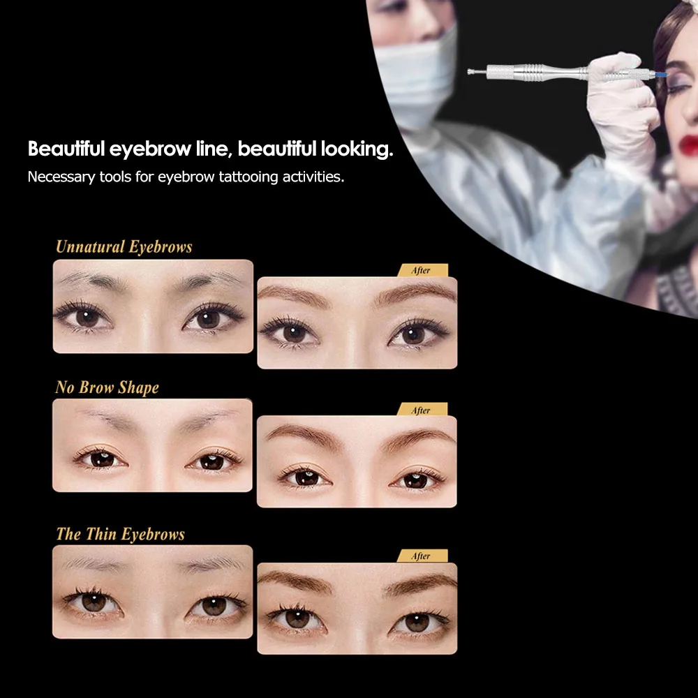 Набор микроблейдинга для бровей линейка 14 бриллиантов кольца с пигментом