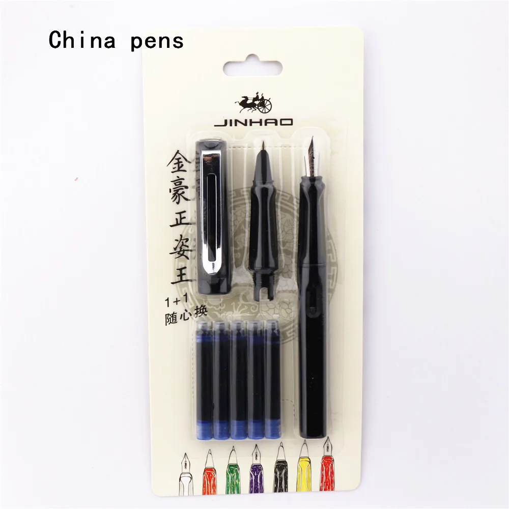 Список Jinhao 5 шт. синие чернила и 2 шт. Nib черный набор школьная Студенческая офисная авторучка