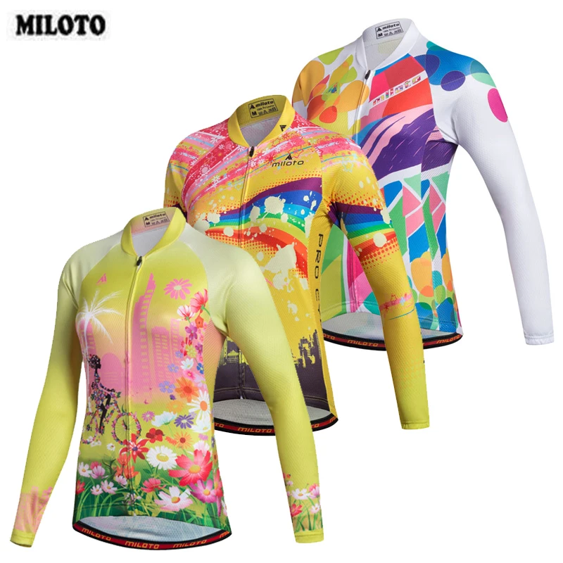 

MILOTO Long Sleeve Cycling Jersey Tops Women's Mountain Bike Bicycle Jersey Ladies Cycling Shirts Spring Autumn Ropa Ciclismo