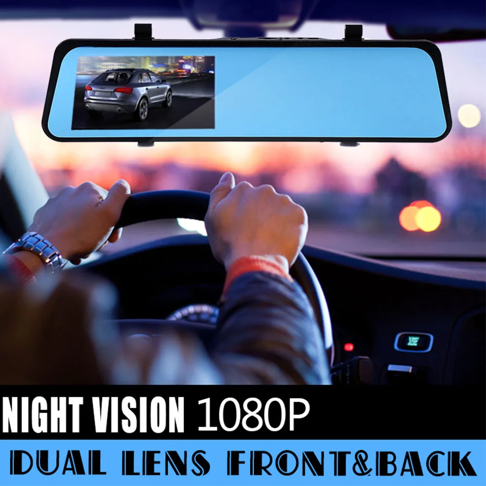 Full HD 1080 P Видеорегистраторы для автомобилей 4.3 дюймов 3 в 1 Зеркало заднего вида