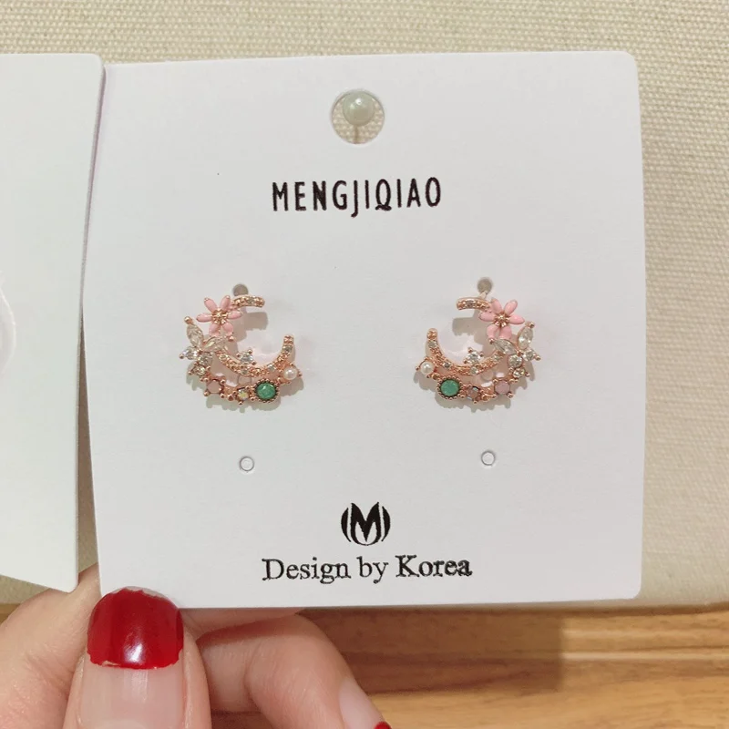 MENGJIQIAO новые элегантные розовые блестящие циркониевые цветочные круглые длинные висячие серьги для женщин Изящные Ювелирные изделия с микро-покрытием - Окраска металла: WX-PINK F