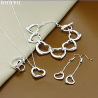 doteffil 925 sterling silver heart earring ring bracelet necklace set for woman wedding engagement party fashion charm jewelry