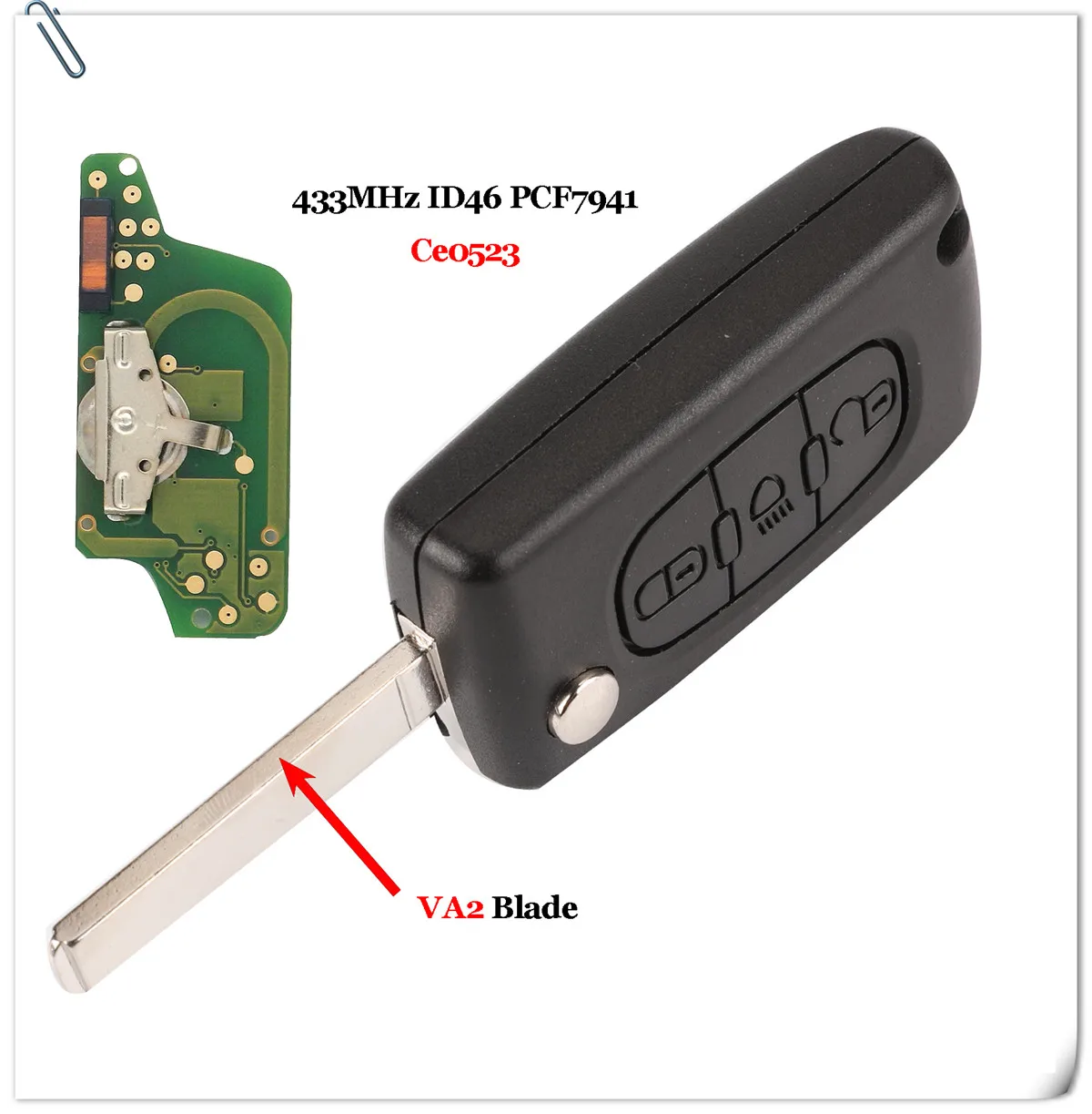 Jingyuqin Ce0523 Ce0536 ASK/FSK 433 МГц ID46 для peugeot 407 307 308 607 3 кнопки флип-пульт дистанционного управления Fob Автомобильный ключ VA2/HU83 лезвие