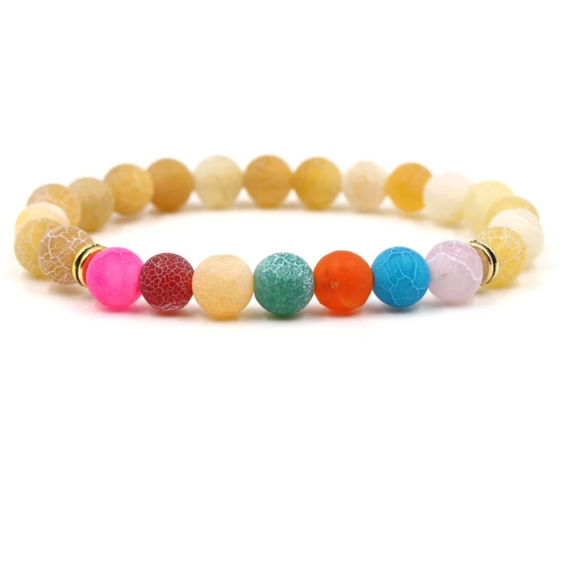 2018 new natural stone weathered carnelian colorful chakra yoga elastic Bracelet For Women man AL-XD45 | Украшения и аксессуары