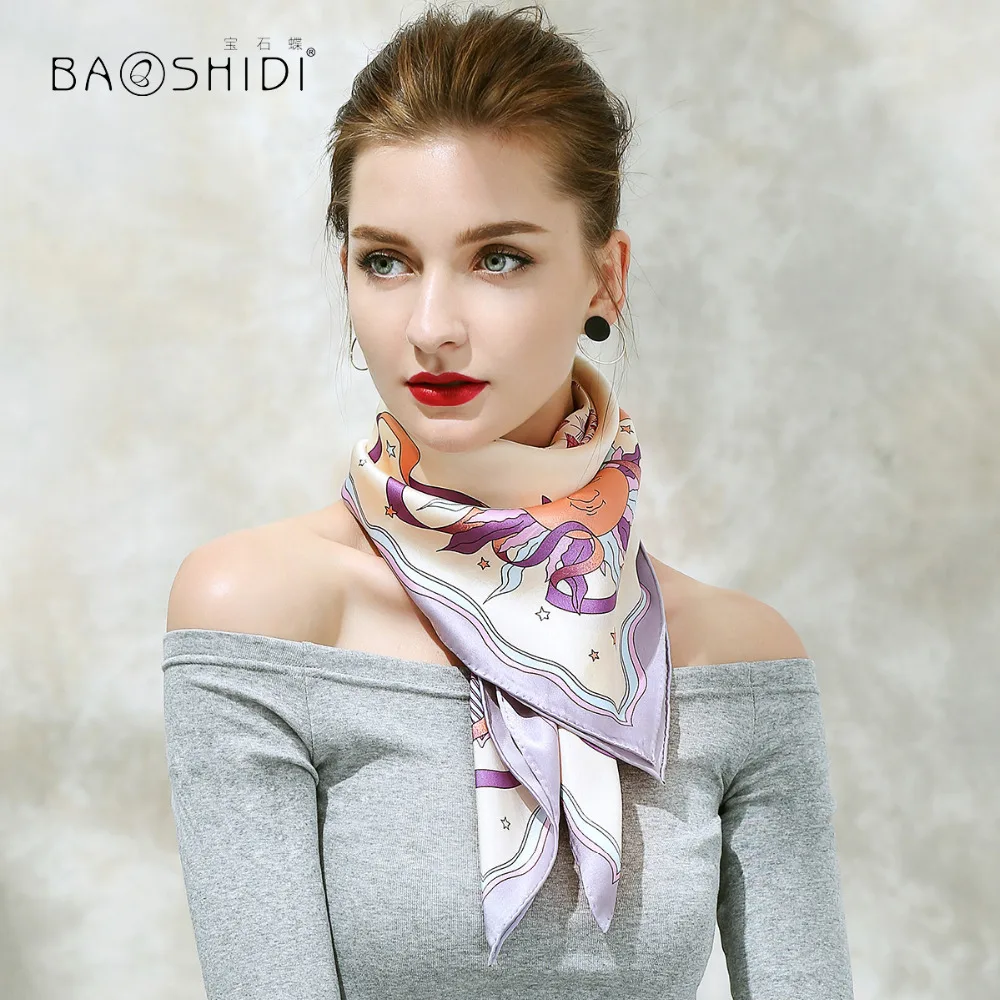 [BAOSHIDI] 2017 Осень Новое поступление 100% шелк 16 момме толстый 90*90 см квадратный шарф