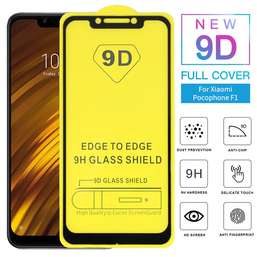 9D Полное покрытие экрана из закаленного стекла пленка для Xiaomi mi POCOPHONE F1 Защитная